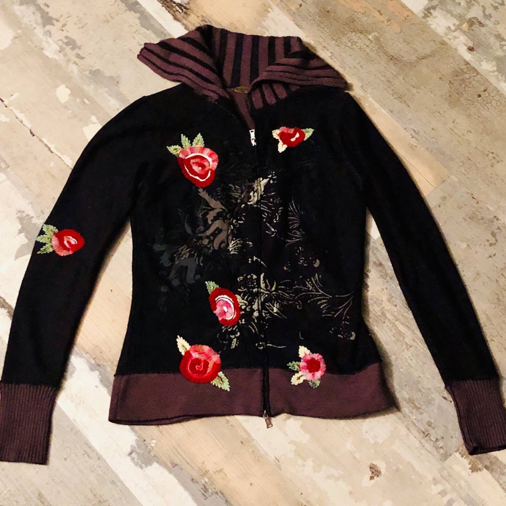 One girl who angora blend Embroidered sweater